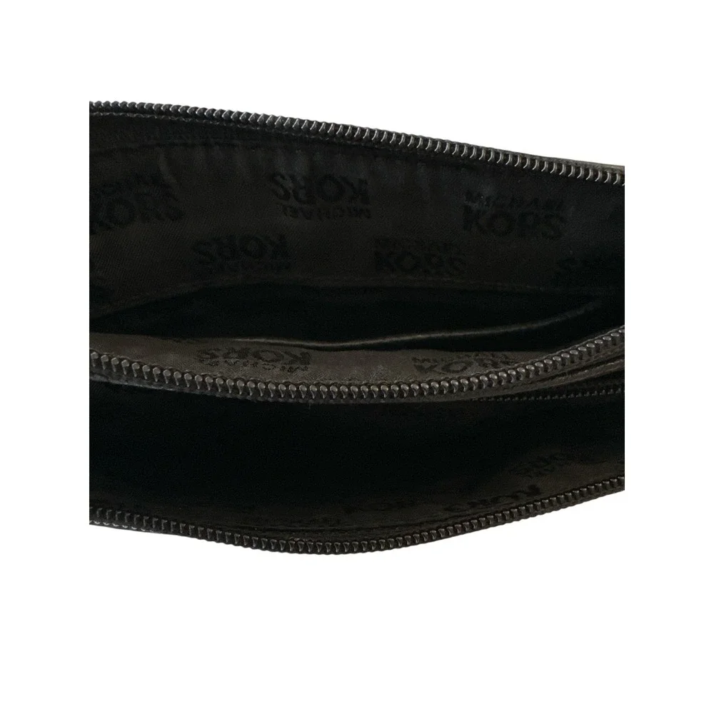 Michael Kors Fulton Black‎ Pebbled Leather Crossbody Bag Snap & Zipper Gold Logo